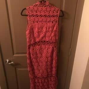Dusty Rose Lace High Neck Dress